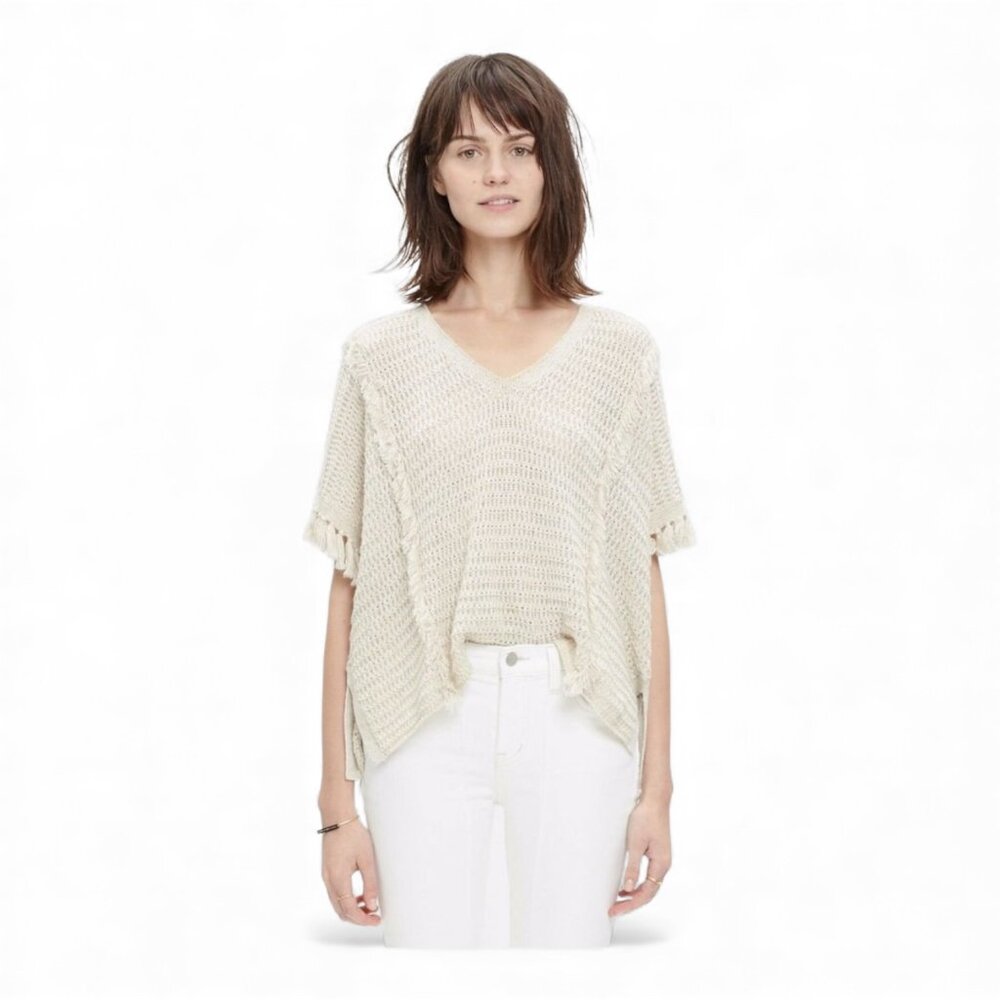 Madewell Fringe Pullover Oversized Sweater,‎ Size Small